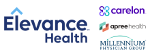 Elevance Health, Carelon, apree health and Millenium Physician Group Logos