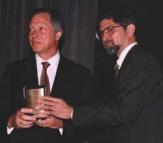 Donald J. Gogel (left), Chief Executive Officer of Clayton, Dubilier & Rice, receives the Private Equity Hall of Fame Award from Steven P. Galante, President of Asset Alternatives, Inc.